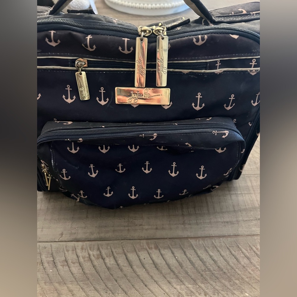 JuJuBe Navy Anchor Print Diaper Bag Backpack